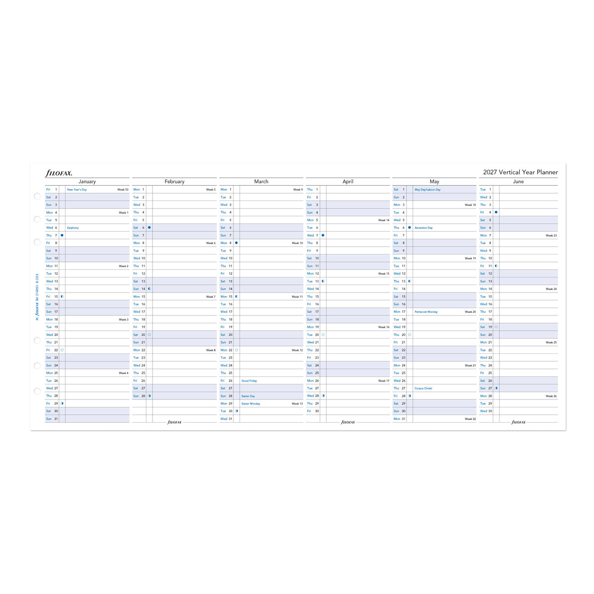 Filofax A5 Vertical Year Planner 2027