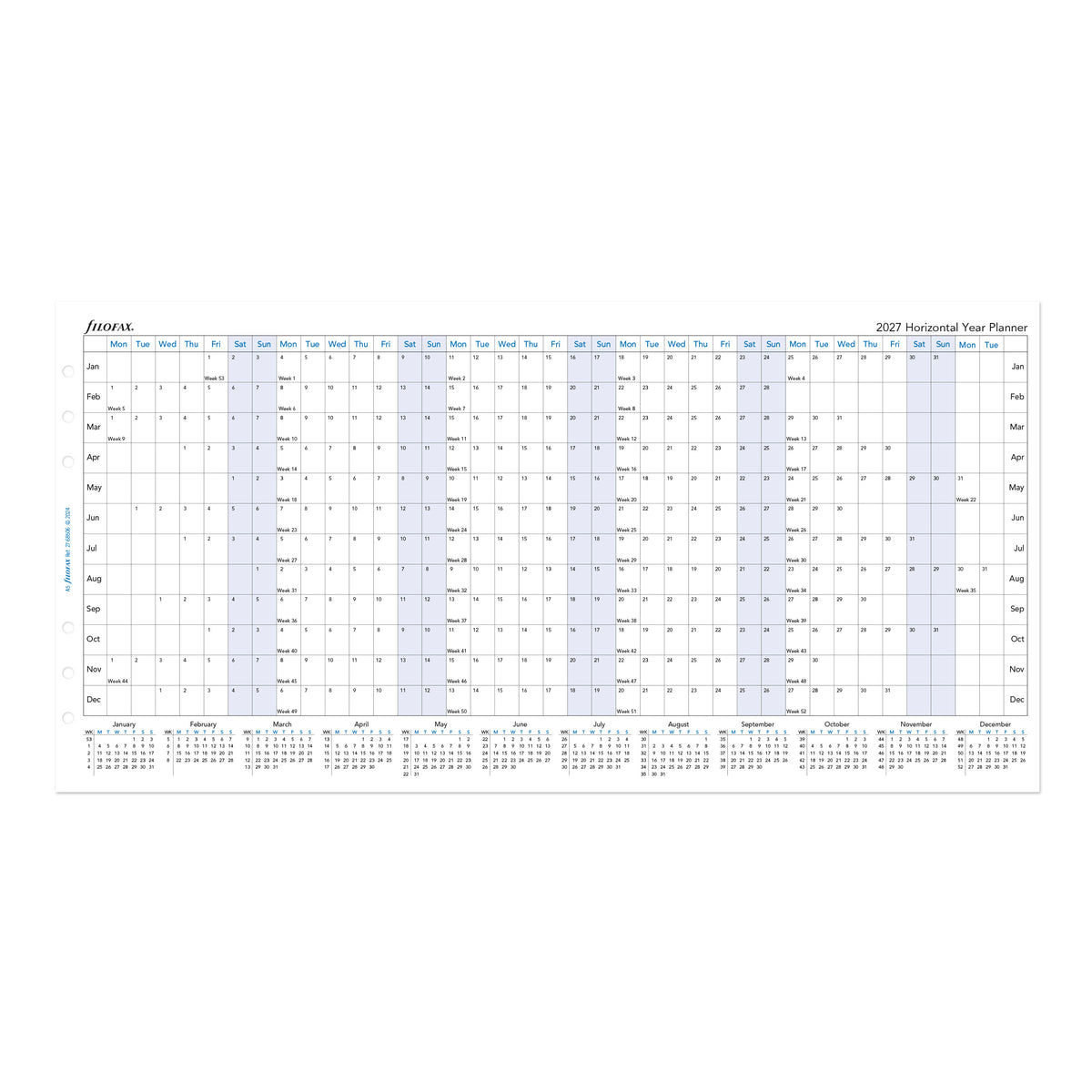 Filofax A5 Horizontal Year Planner 2027