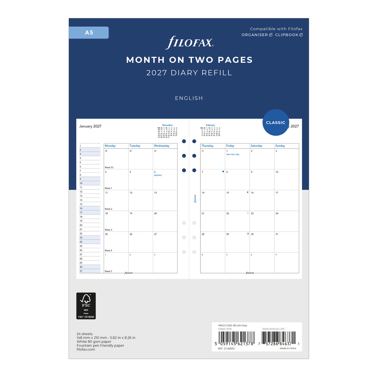 Filofax A5 Month on Two Pages 2027