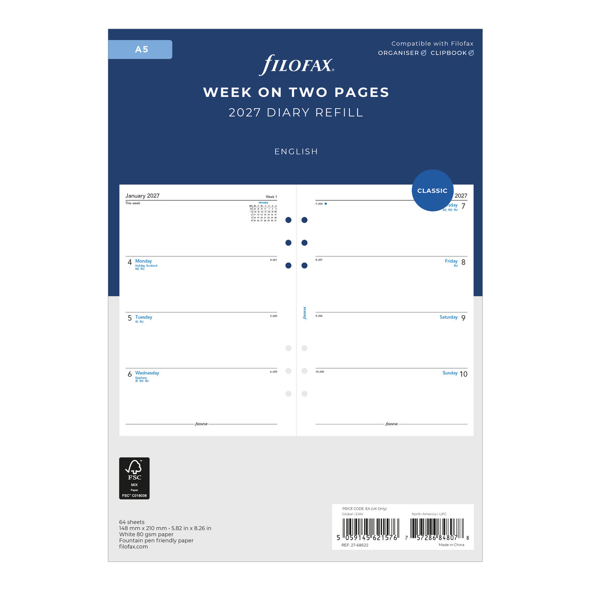 Filofax A5 Week on Two Pages English 2027