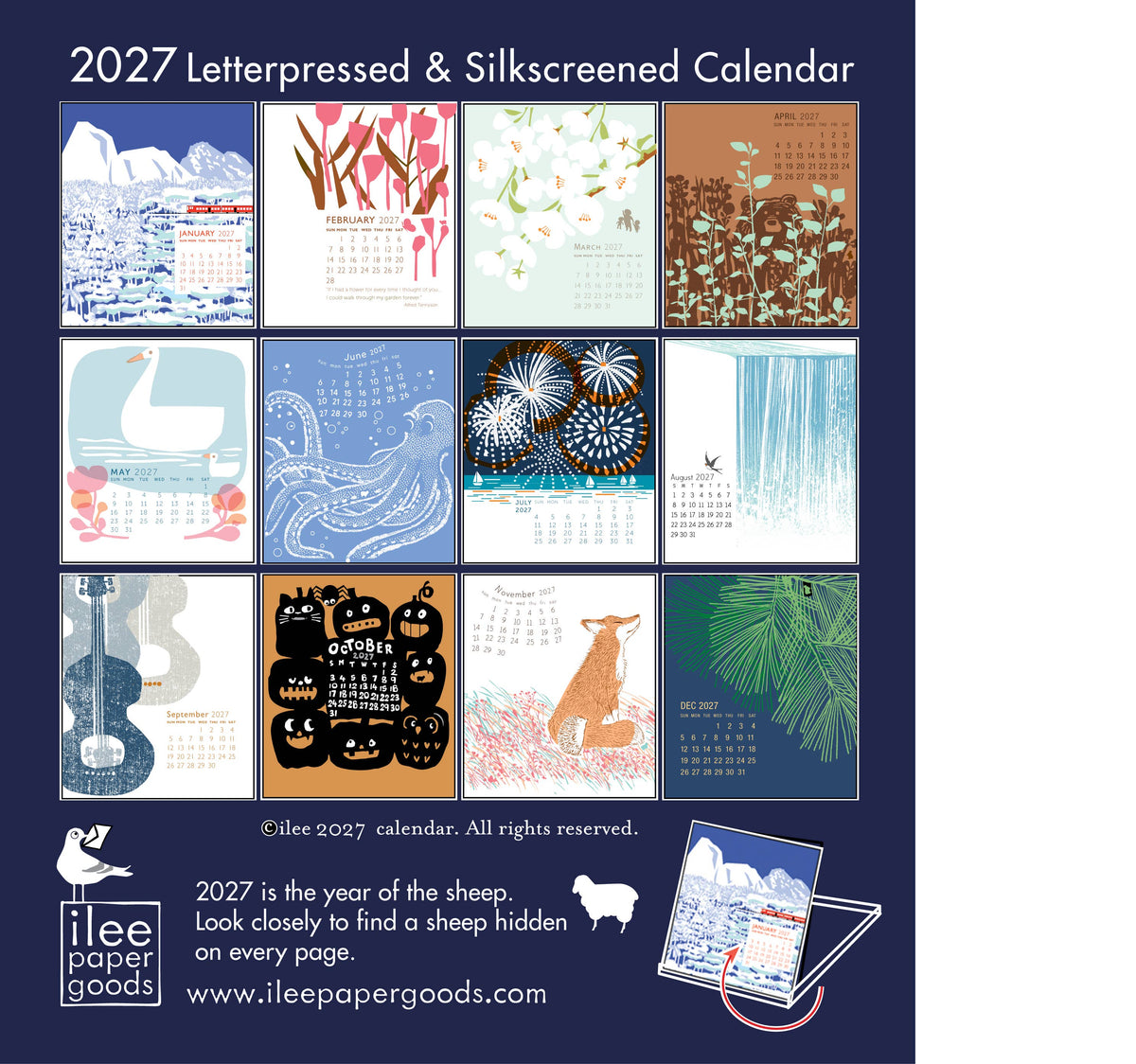 Ilee 2027 Letterpress & Silkscreen Desk Calendar