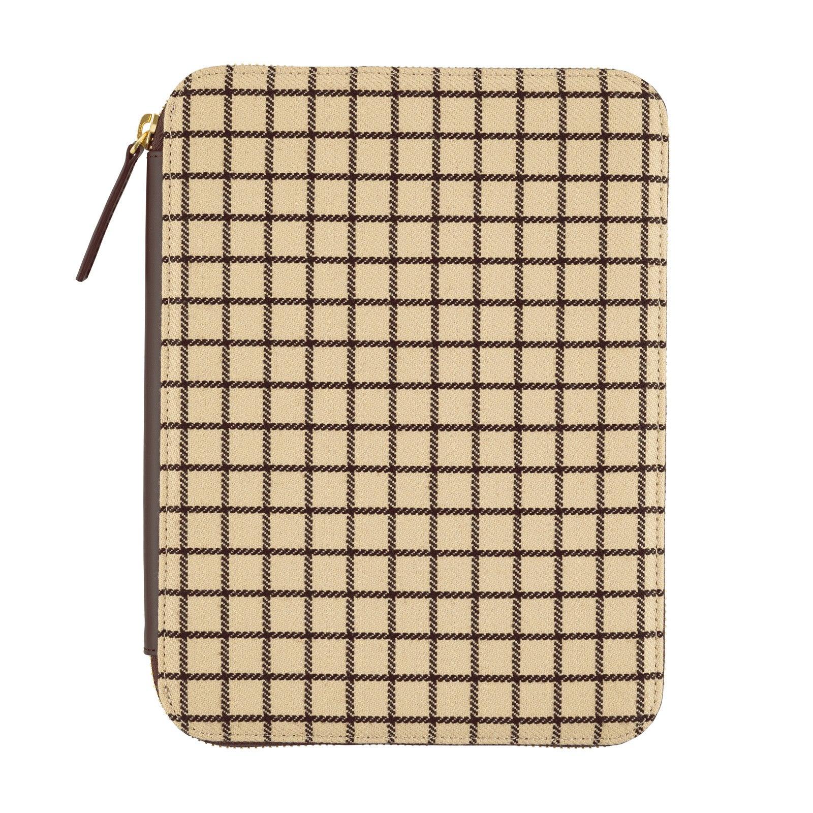 Hobonichi A5 Cousin Cover, Taut Zipped (Cafe au Lait Plaid)