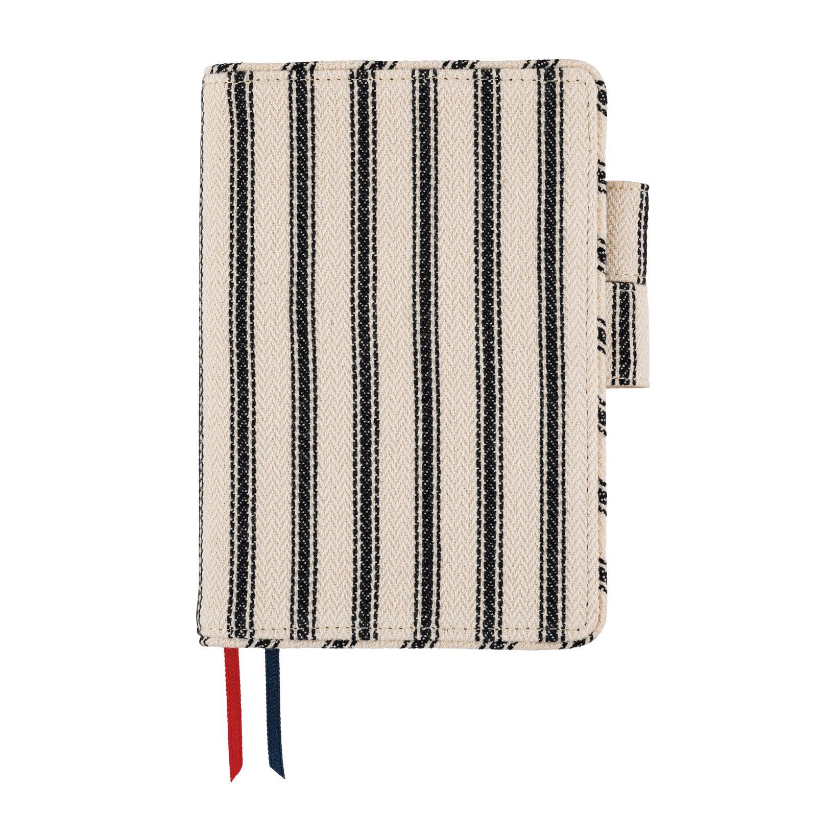 Hobonichi A6 Cover, Lined Fabric: Herringbone (Ivory x Black)