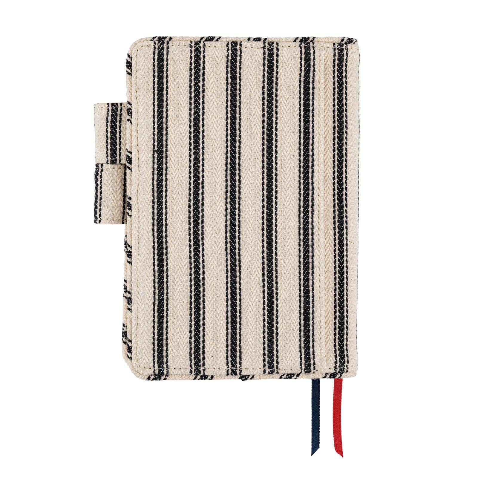 Hobonichi A6 Cover, Lined Fabric: Herringbone (Ivory x Black)