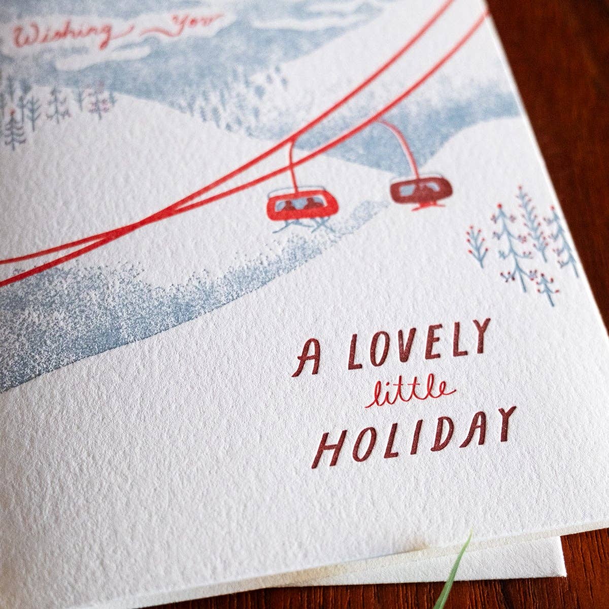 Homework Letterpress Little Holiday Ski Gondola Card