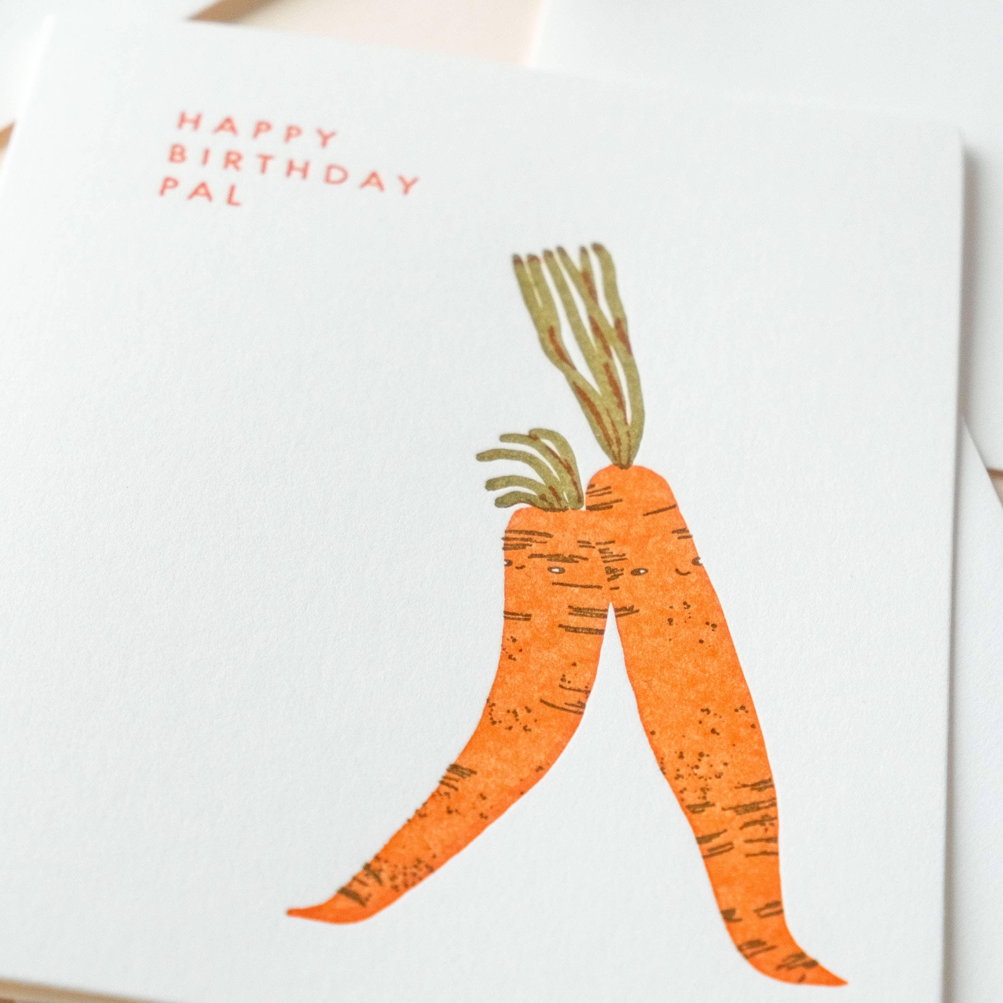 Homework Letterpress Birthday pal carrots Card