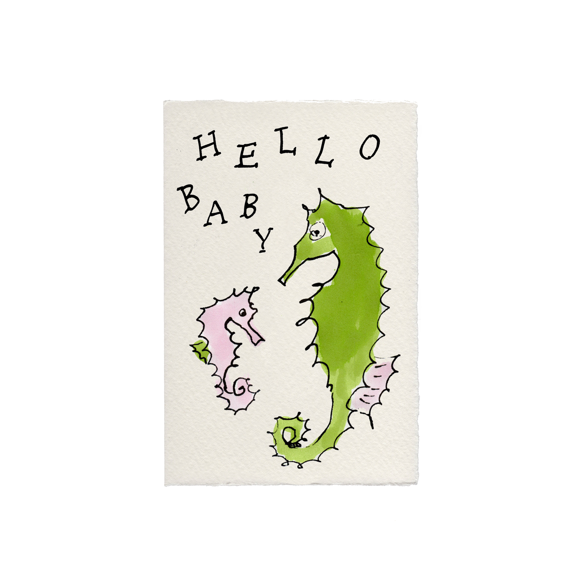 Scribble & Daub Hello Baby Seahorses Card