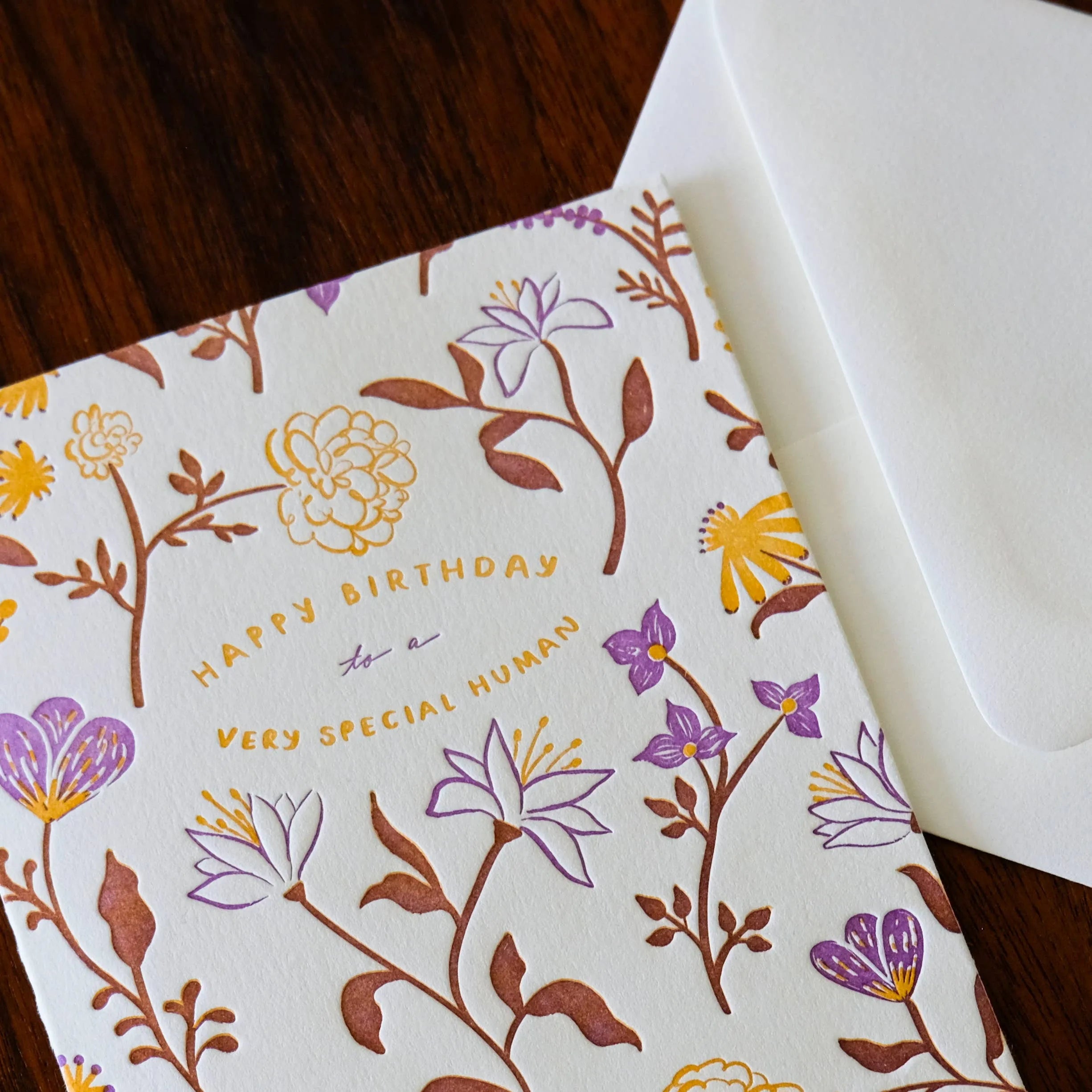 Homework Letterpress Special Human Floral Birthday Card