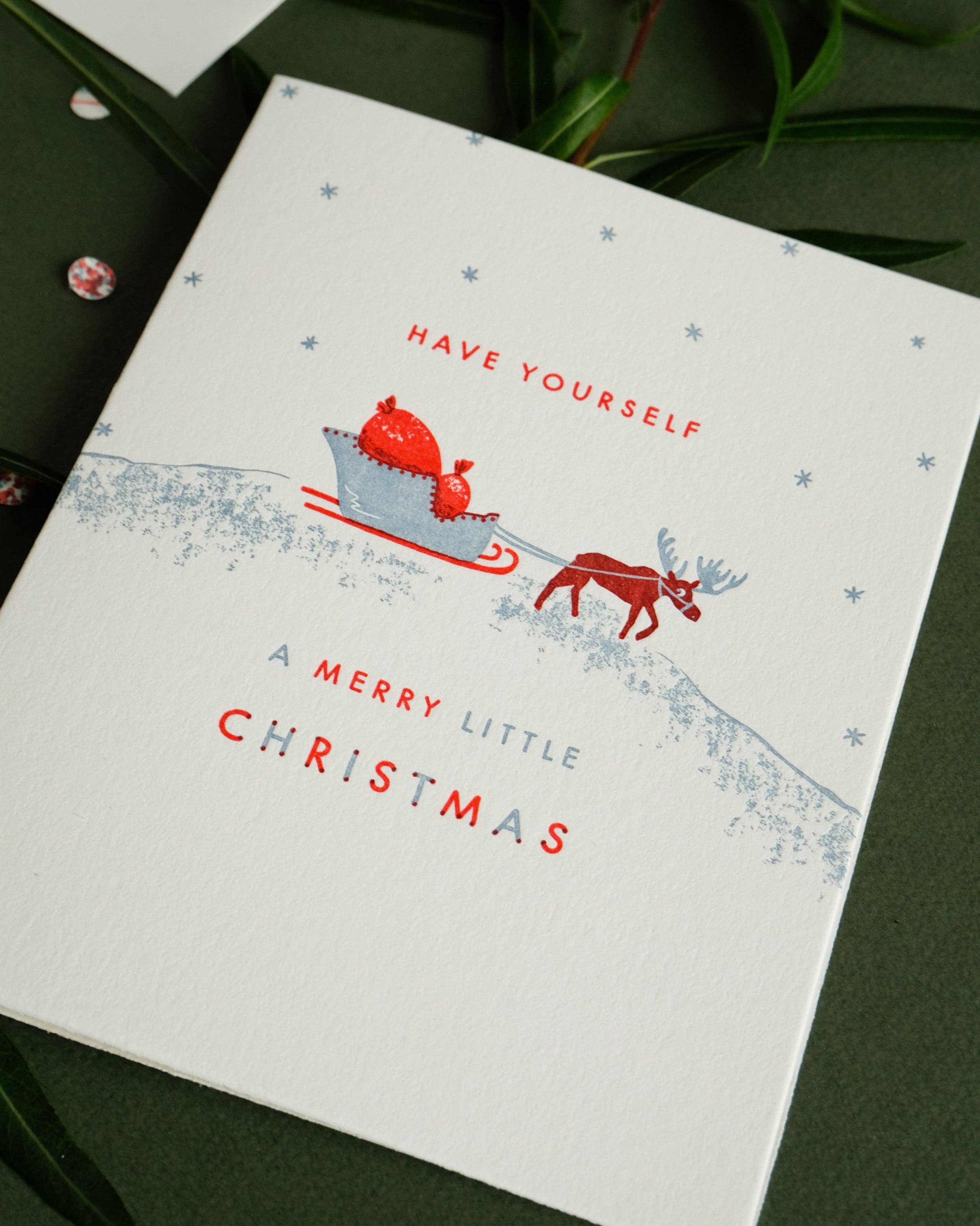 Homework Letterpress Little Christmas Moose Card