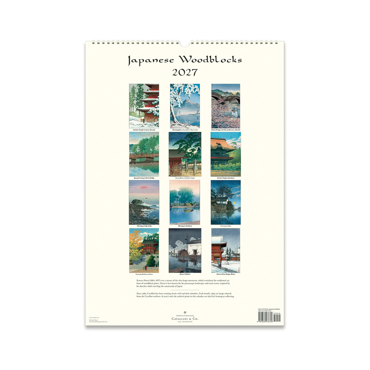 Cavallini Japanese Woodblocks Wall Calendar 2027
