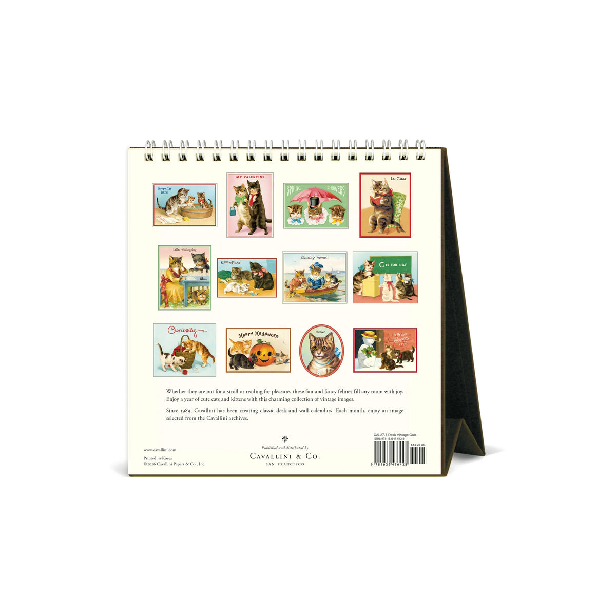 Cavallini Vintage Cats Desk Calendar 2027