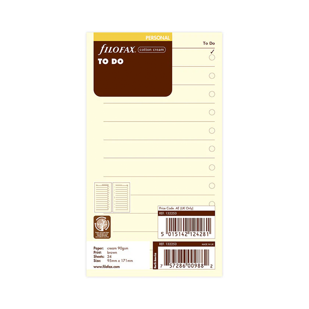 Filofax Personal To Do Cotton Cream (20)