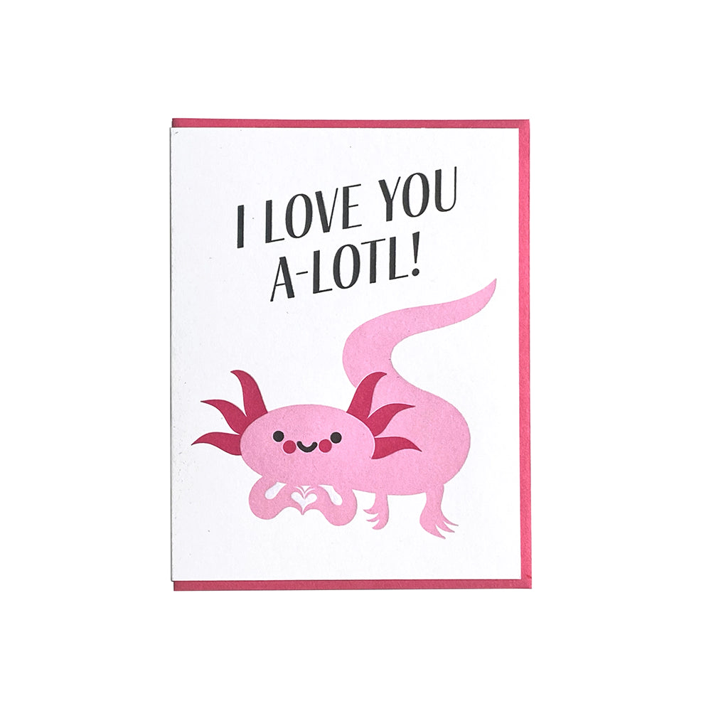 Lady Pilot Letterpress Love Axolotl Card