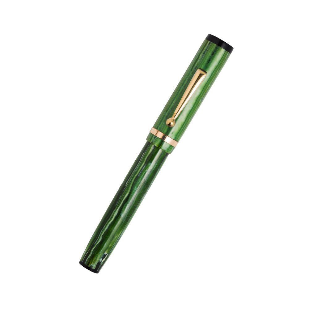Craftsman Lever Fill Fountain Pen, Green Celluloid, 14kt M [Flex], c1930