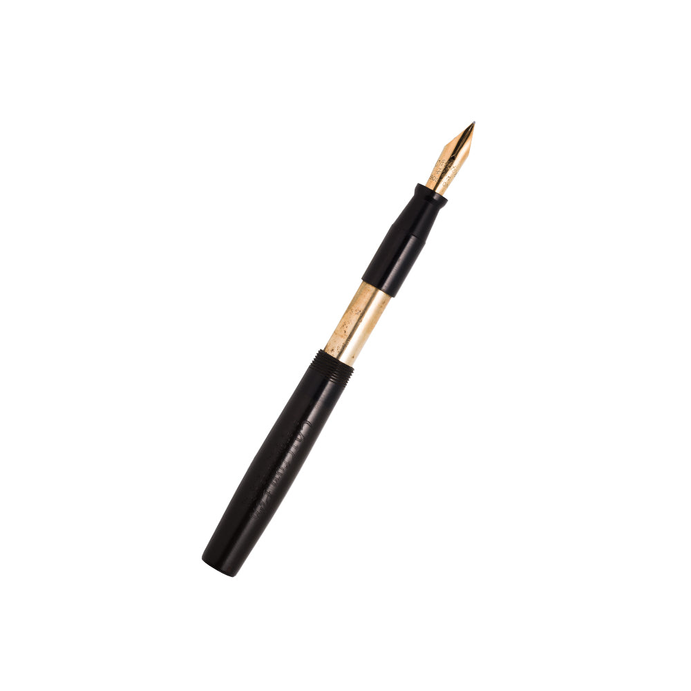 Chilton Pneumatic Fill Fountain Pen, Ebonite, Gold Trim, Green Enamel, 14k F [Semi-Flex] (no date)