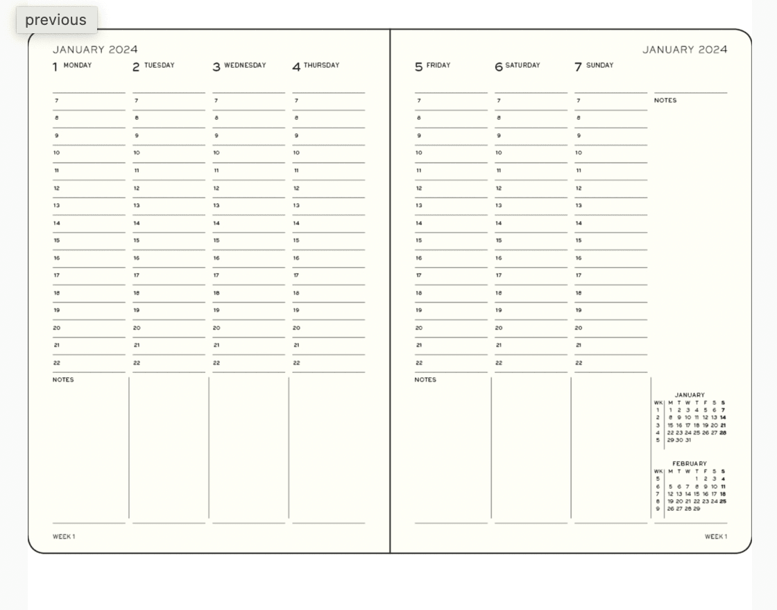 Leuchtturm1917 Vertical Week Planner Composition 2025