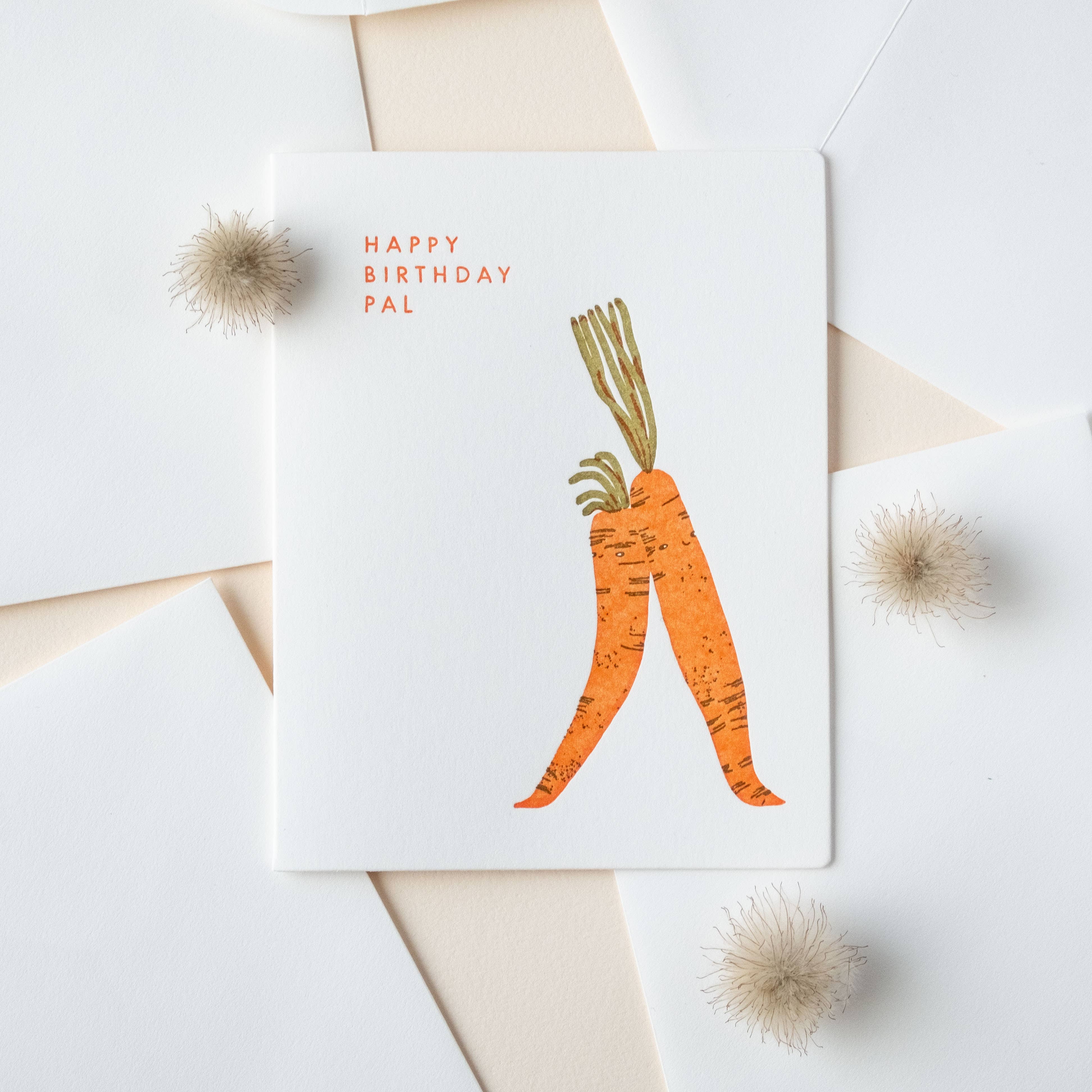 Homework Letterpress Birthday pal carrots Card