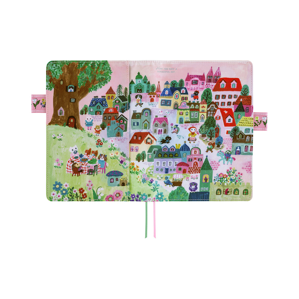 Hobonichi A5 Cover Yumi Kitagishi: White Cat Village