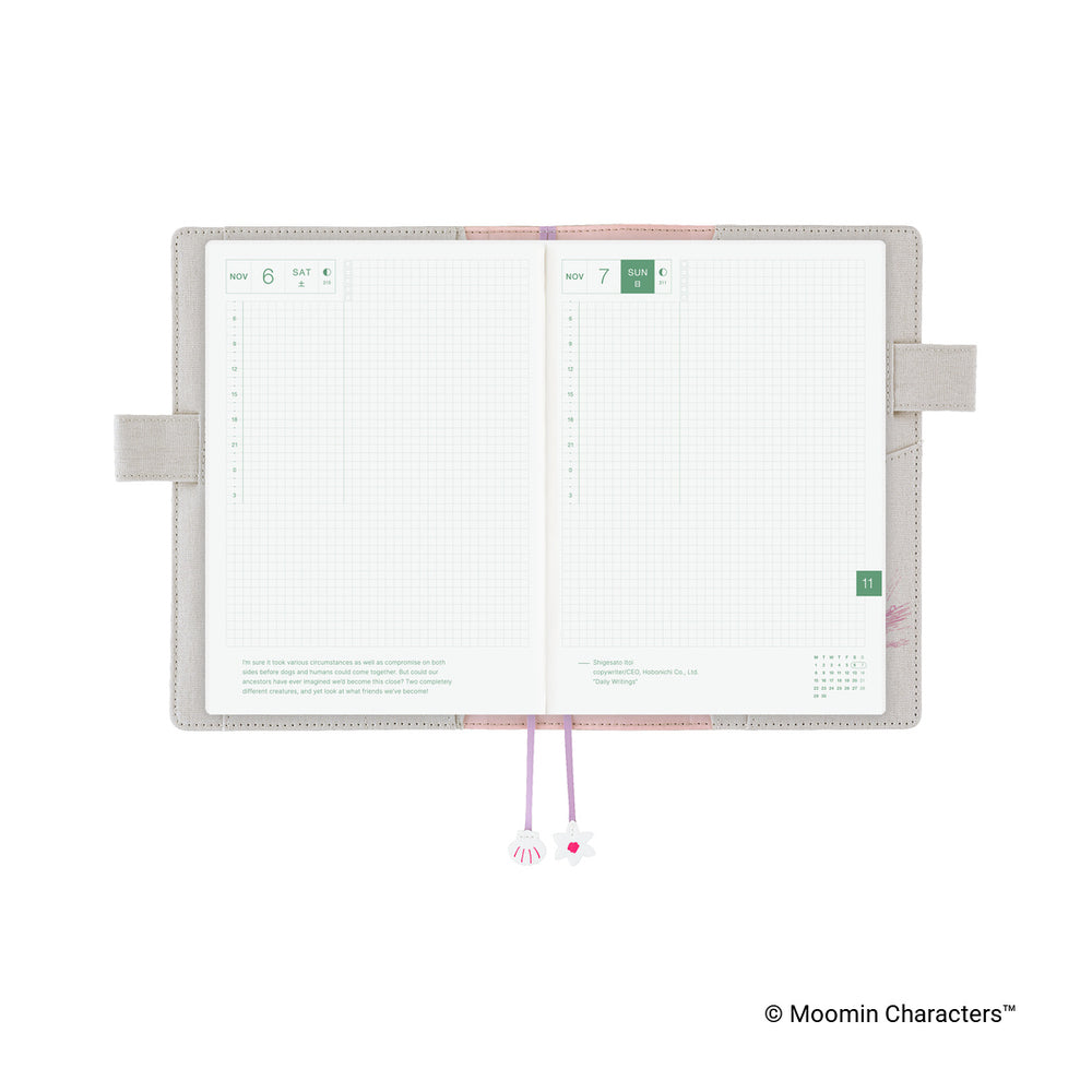 Hobonichi A5 Cover Moomin: My Yard (Pink Gray)