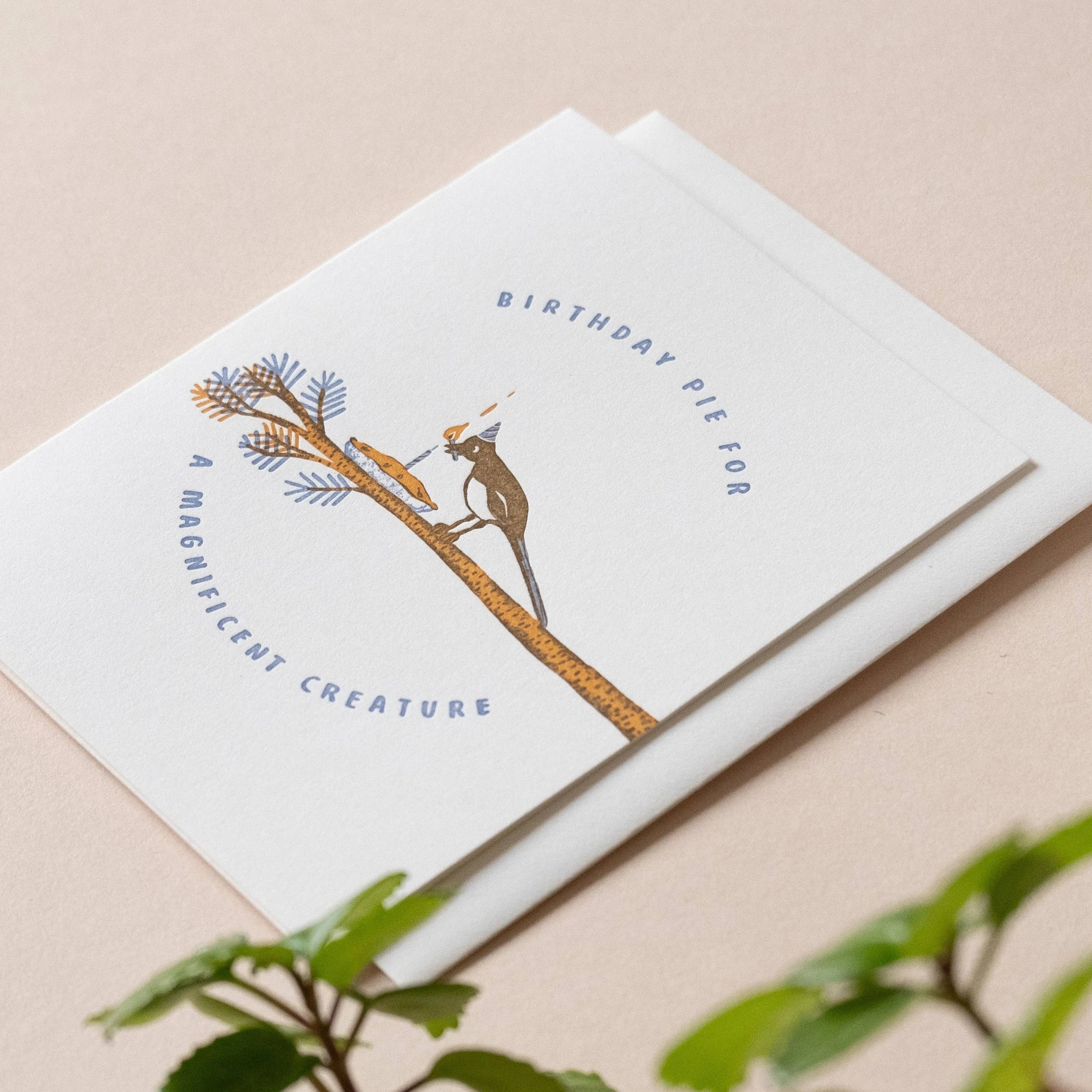 Homework Letterpress Magpie Birthday Card