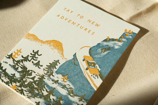 Homework Letterpress New Adventures Wedding Card