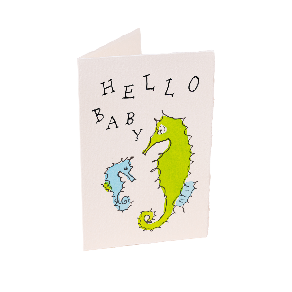 Scribble & Daub Hello Baby Seahorses Card