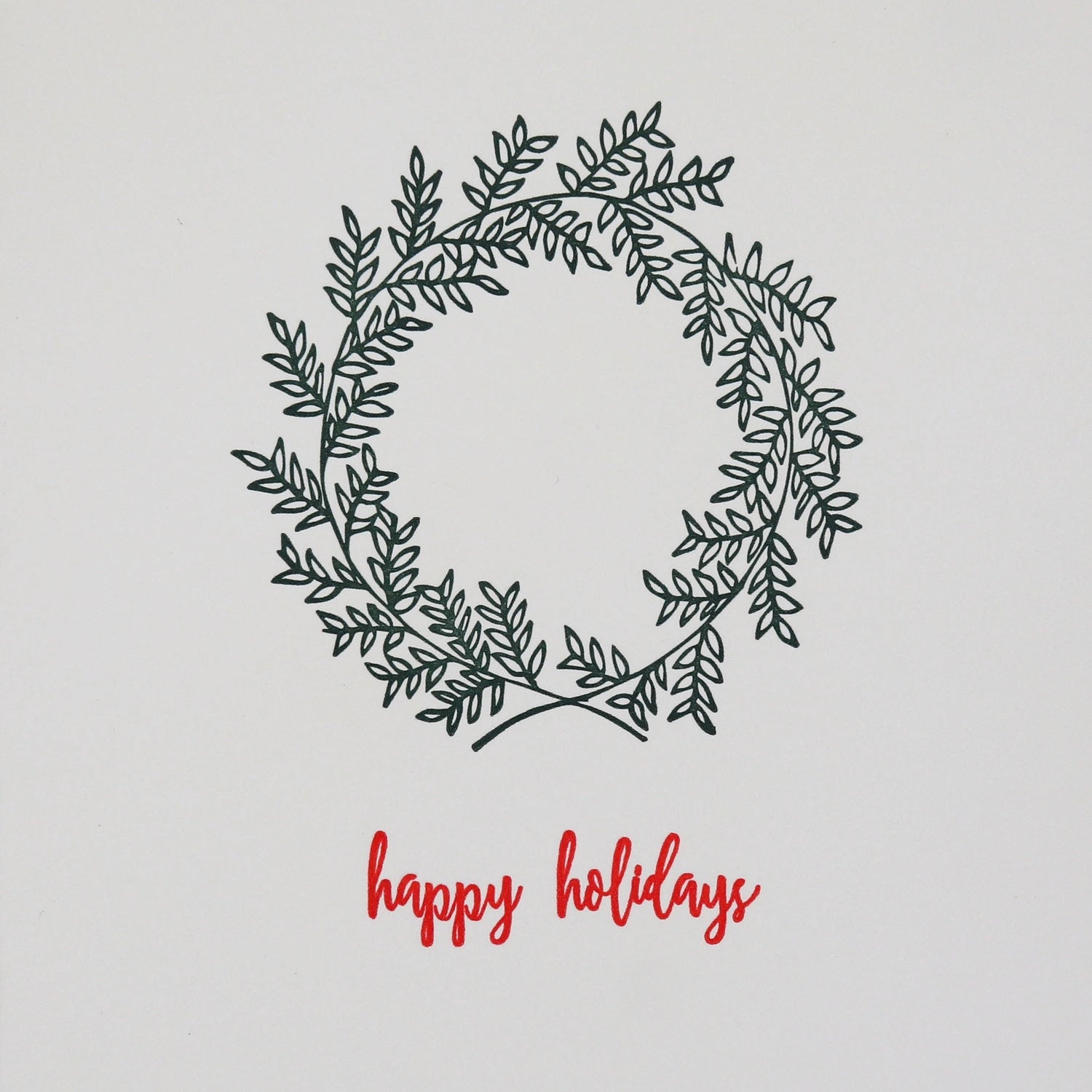 Quick Brown Fox Letterpress Happy Holiday Wreath Card