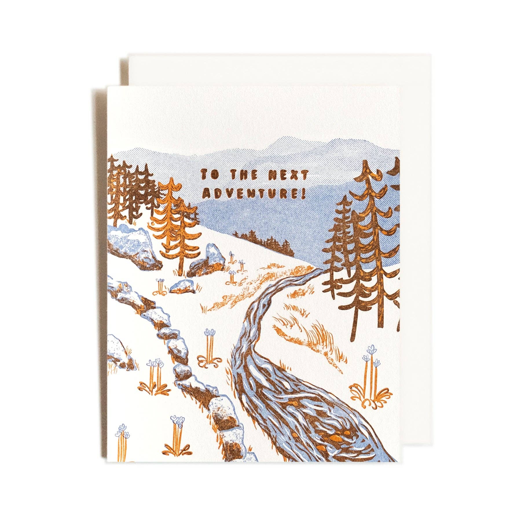 Homework Letterpress Adventure Stream Mountain Card