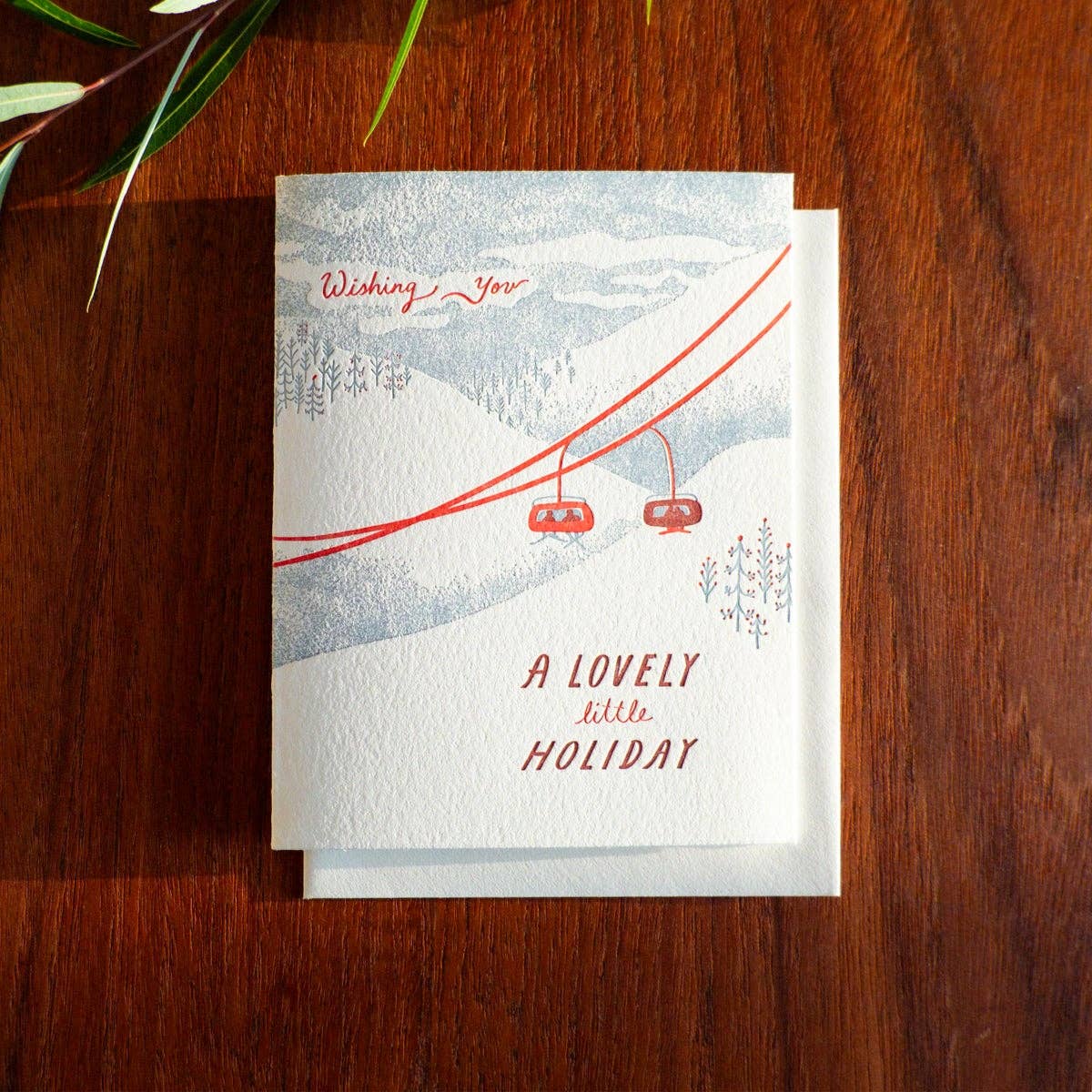 Homework Letterpress Little Holiday Ski Gondola Card