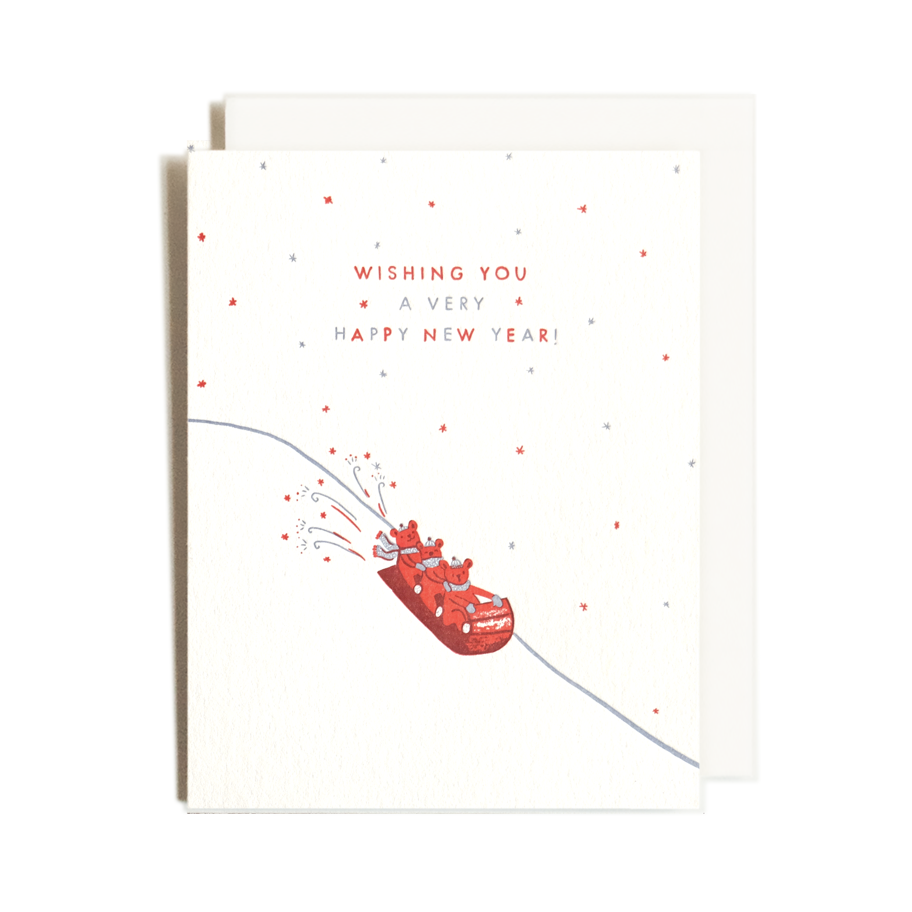 Homework Letterpress New Year Sled Holiday Card