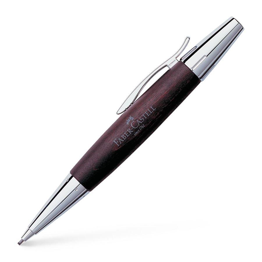 Faber-Castell E-Motion Dark Brown Pearwood & Shiny Chrome MP 1.4 - Laywine's