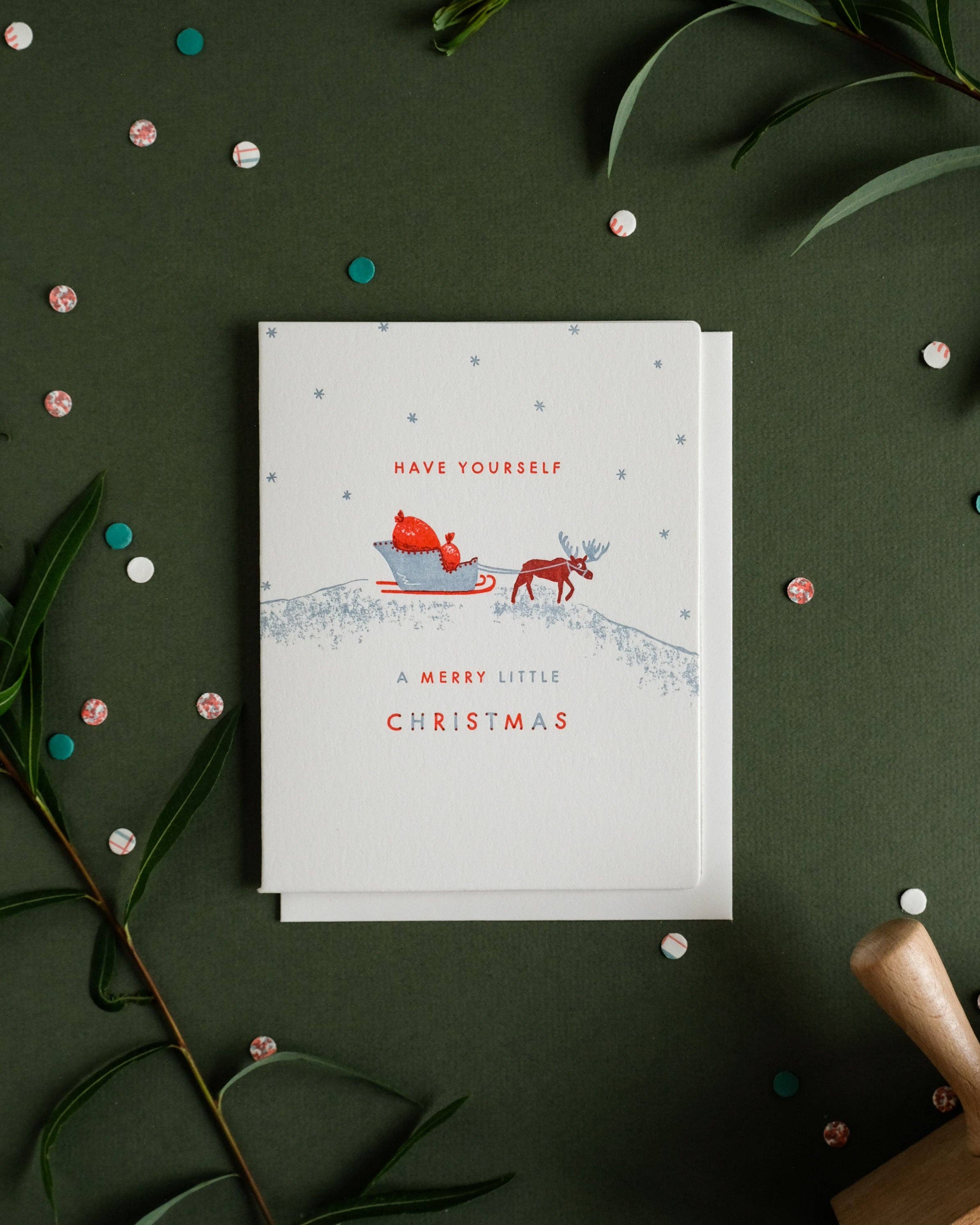 Homework Letterpress Little Christmas Moose Card