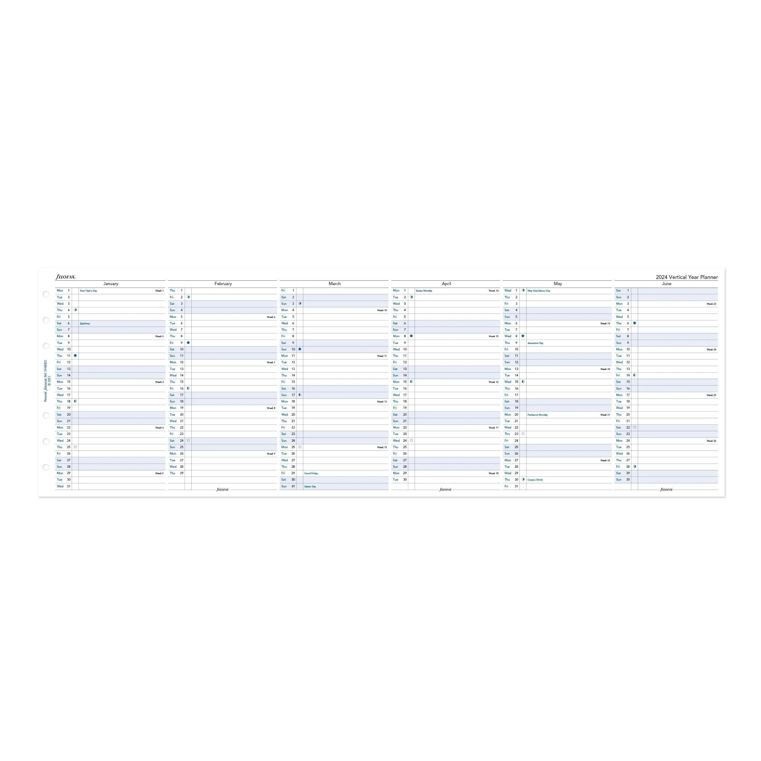 Filofax Personal Vertical Year Planner 2024