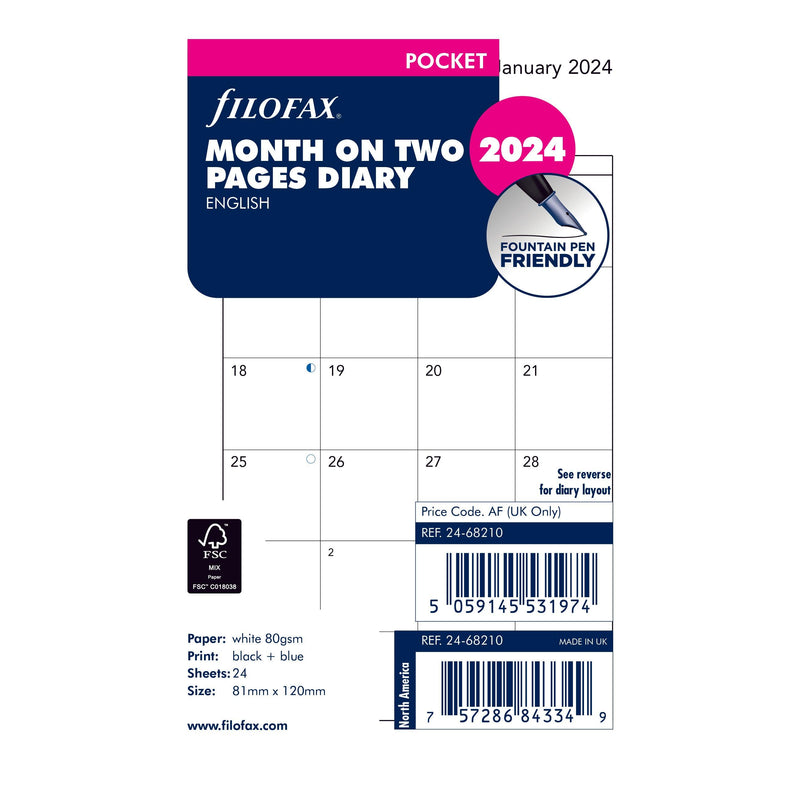 Filofax Pocket Month on 2 Pages, 2024 - Laywine's