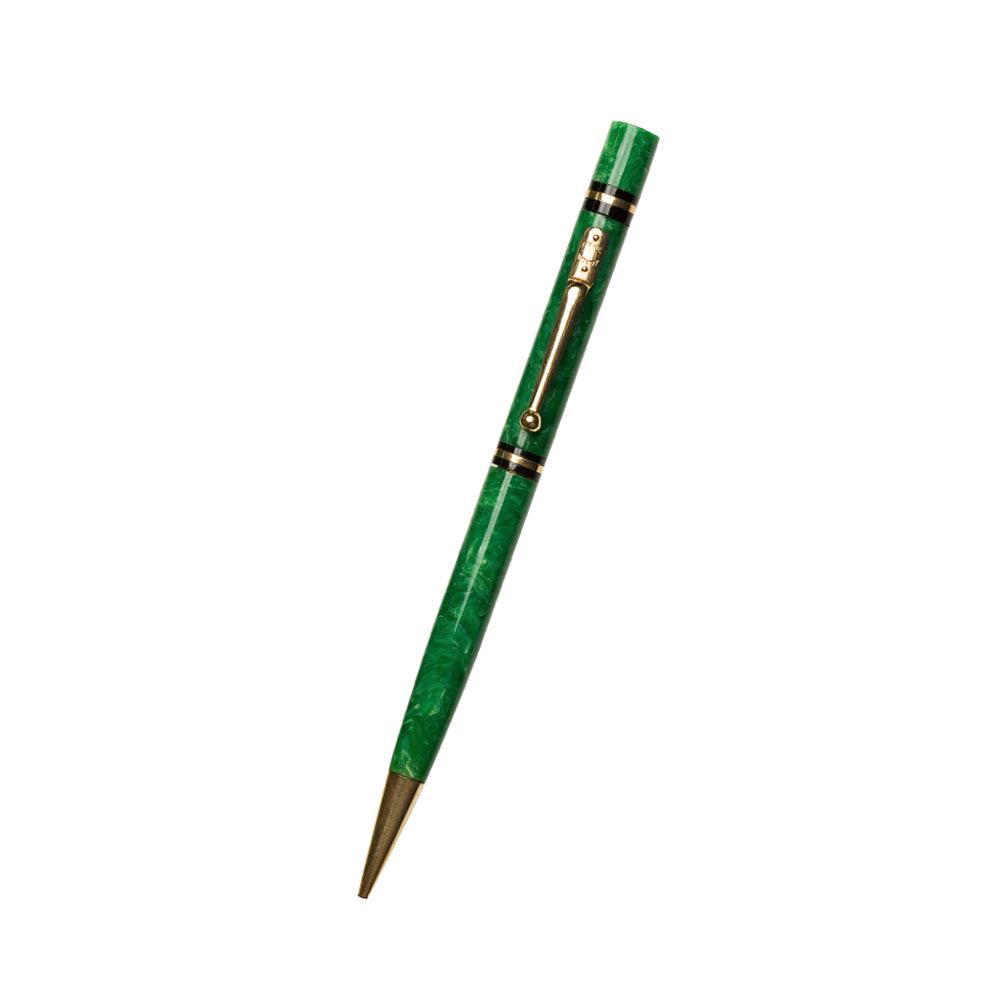 Mabie Todd Swan Jade Green Celluloid Lever Fill Fountain Pen Set 14k F [Flexy] c1930 - Laywine's