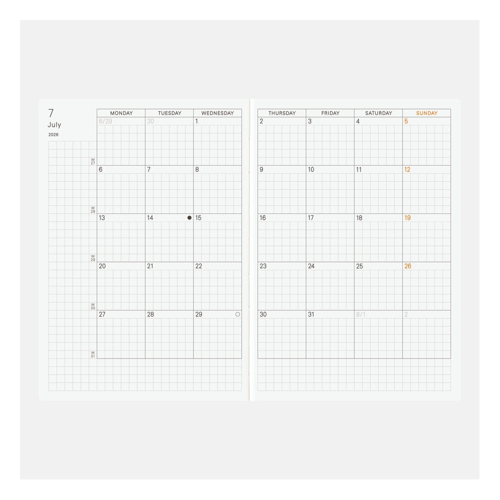 Hobonichi A6 Planner English Book 2026