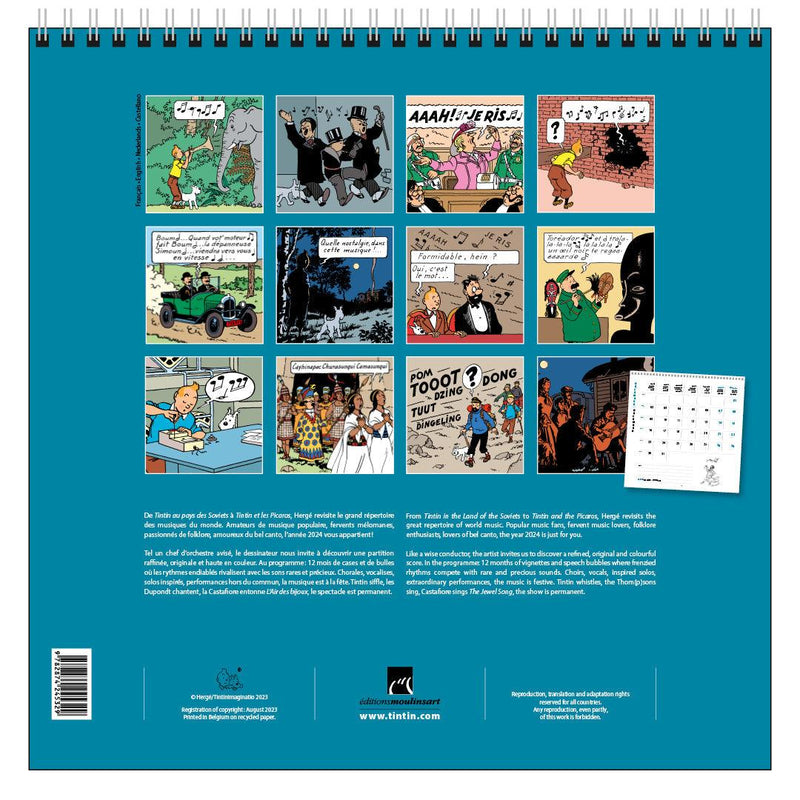 Tintin Wall Calendar 30x30cm 2024 - Laywine's
