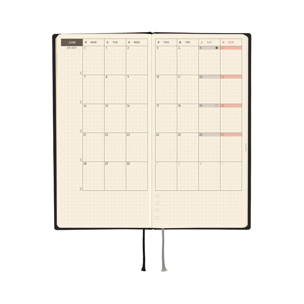 Hobonichi Weeks White Line: Black 2027