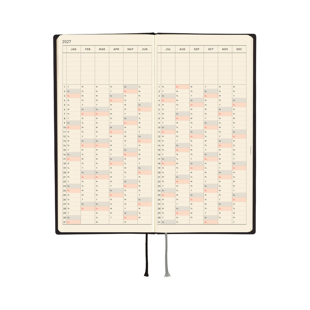 Hobonichi Weeks White Line: Black 2027
