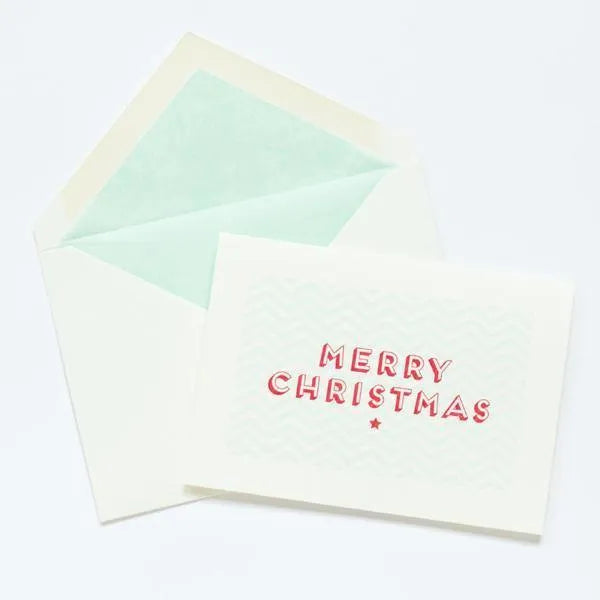 Meticulous Ink Merry Christmas Chevron Box of 6 Cards - Laywine's